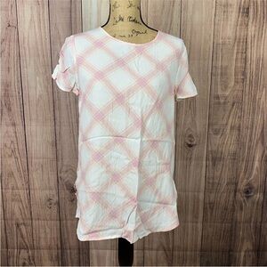 LC Lauren Conrad Pink and White Checkered Short Sleeve Top Blouse Size Small